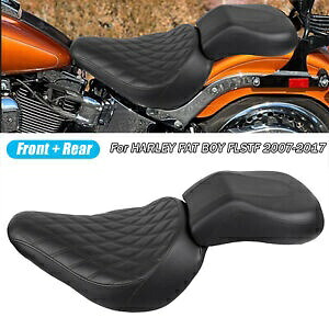 ハーレー 07-17 ファットボーイ FLSTF EFI FLSTFI フロント運転席ソロシート + 後部乗客用 For Harley 07-17 Fat Boy FLSTF EFI FLSTFI Front Driver Solo Seat +Rear Passenger 【並行輸入品】