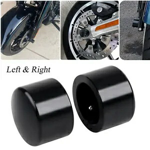ブラックフロントアクスルキャップナットカバーハーレーエレクトラストリートロードグライドダイナFLHR用 Black Front Axle Cap Nut Covers For Harley Electra Street Road Glide Dyna FLHR 【並行輸入品】
