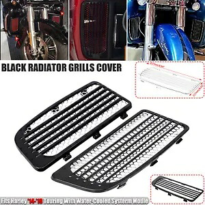 ハーレー トライ グライド ウルトラ クラシック FLHTCUTG 用 ブラック ABS ラジエーター グリル & スクリーン Black ABS Radiator Grills & Screens For Harley Tri Glide Ultra Classic FLHTCUTG 【並行輸入品】