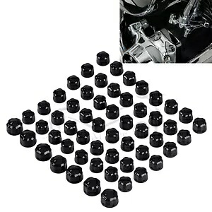 ブラック ダイヤモンド カット クラウン エンジン ボルト キャップ セット ハーレー ファットボーイ FLSTF ソフテイル スリム用 Black Diamond-Cut Crown Engine Bolt Cap Set For Harley Fatboy FLSTF Softail Slim 【並行輸入品】