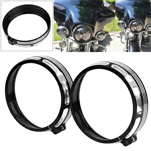 4.5 インチバースト補助フォグランプトリムリングハーレーツーリングダイナトライグライドに適合 4.5'' Burst Auxiliary Fog Lamps Trim Ring Fit For Harley Touring Dyna Tri Glide 【並行輸入品】