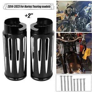 \u003d+2インチ フォークブーツスライダーカバー ハーレーエレクトラ ストリートロードグライドキング CVO 14-23用 +2\