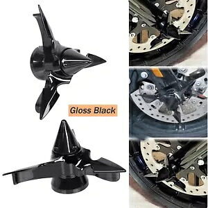 2PC ブラックスパンブレードスピニングフロントアクスルキャップナットカバーキットハーレースポーツスター用 2PC Black Spun Blade Spinning Front Axle Cap Nut Covers Kit For Harley Sportster 【並行輸入品】