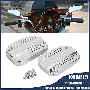 ハーレー 08-13 ツーリング グライド V ロッド用クローム ブレーキ クラッチ マスター シリンダー カバー Chrome Brake Clutch Master Cylinder Cover For Harley 08-13 Touring Glide V-Rod 【並行輸入品】