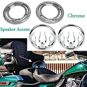 クロームフレームリアスピーカーアクセントトリムカバー ハーレーロードグライド 11-13 FLTRU US用 Chrome Flame Rear Speaker Accent Trim Cover For Harley Road Glide 11-13 FLTRU US 【並行輸入品】