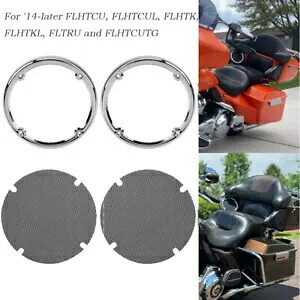 ハーレーロードグライド FLTRU FLTRXS FLTRX リアツアーパックスピーカートリムメッシュカバー用 For Harley Road Glide FLTRU FLTRXS FLTRX Rear Tour Pak Speaker Trim Mesh Covers 【並行輸入品】