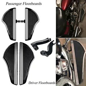 ブラック CNC フロントリアフロアボード + フットペグ取り付け ハーレーツーリング 93-22 用 Black CNC Front Rear Floorboards + Foot Pegs Mounting For Harley Touring 93-22 【並行輸入品】