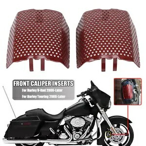 2 個ダークレッドオートバイフロントキャリパースクリーンインサートハーレー V ロッド/ツーリング用 2Pcs Dark Red Motorcycle Front Caliper Screen Inserts For Harley V-Rod/Touring 【並行輸入品】