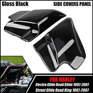 ビビッドブラック ABS サイドカバーパネルハーレーエレクトラグライド 97-07 FLHTC FLHT に適合 Vivid Black ABS Side Covers Panel Fit For Harley Electra Glide 97-07 FLHTC FLHT 【並行輸入品】