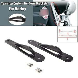 ブラック カスタム タイダウン ブラケット ティアドロップ フィット ハーレー ロードキング FLHRS FLHRC 米国用 Black Custom Tie-Down Brackets Teardrop Fit For Harley Road King FLHRS FLHRC US 【並行輸入品】
