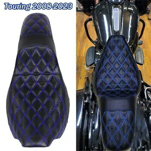 ツーリング ロードキング エレクトラ ストリート グライド 08+ 用 ブルー格子ステッチ ステップアップシート Blue Lattice Stitch Step-Up Seat For Touring Road King Electra Street Glide 08+ 【並行輸入品】