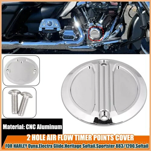 クローム点火タイミングポイントカバー 2 穴ハーレーロードキングヘリテージソフテイル用 Chrome Ignition Timing Points Cover 2 Hole For Harley Road King Heritage Softail 【並行輸入品】