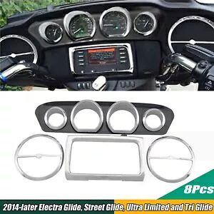 クロームインナーフェアリングトリムゲージラジオトリムベゼルハーレーエレクトラグライド14-23用 Chrome Inner Fairing Trim Gauge Radio Trim Bezel For Harley Electra Glide 14-23 【並行輸入品】