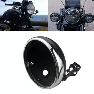 7インチ マットブラック&クローム ヘッドライトハウジングバケット ブラケット付き ハーレーカフェレーサー用 7'' Matte Black&Chrome Headlight Housing Bucket w/ Bracket For Harley Cafe Racer 【並行輸入品】