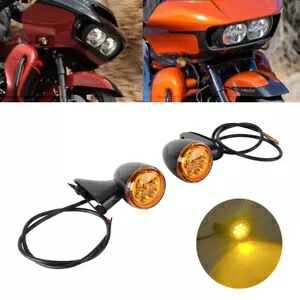 黄色レンズ LED 弾丸ターンシグナルライトアンバーランプハーレーロードグライド FLTRU Yellow Lens LED Bullet Turn Signal Light Amber Lamp For Harley Road Glide FLTRU 【並行輸入品】