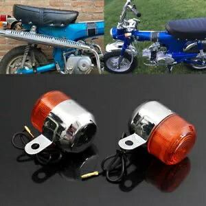2x クロームシェルターンシグナルライト ホンダ ダックス ST CT Z50 50 ハーレー カフェレーサー用 2x Chrome Shell Turn Signal Light For Honda Dax ST CT Z50 50 Harley Cafe Racer 【並行輸入品】
