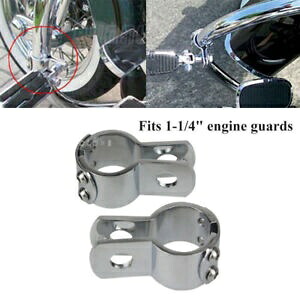 ユニバーサルオートバイクロームフットペグクランプフットレストマウント1-1/4インチエンジンガード用 Universal Motorcycle Chrome Footpeg Clamp Footrest Mount For 1-1/4\