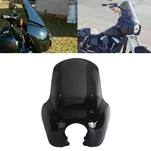 ハーレー ソフテイル ストリート ボブ FXST ブラック ヘッドライト フェアリング 15 インチ スモーク フロントガラス用 For Harley Softail Street Bob FXST Black Headlight Fairing 15\