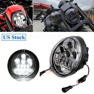 ハーレー V ロッド VRSCA VRSCR VRSCF 用のドット LED ヘッドライト、ハイ/ロー、クローム バックプレート付き DOT LED Headlight w/ Hi/Lo w/Chrome Backplate For Harley V Rod VRSCA VRSCR VRSCF 【並行輸入品】