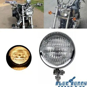 4.5 ''クロームバイザー弾丸アンバーヘッドライトハイ/ロービームハーレーカフェレーサー用 4.5'' Chrome Visor Bullet Amber Headlight High/Low Beam For Harley Cafe Racer 【並行輸入品】
