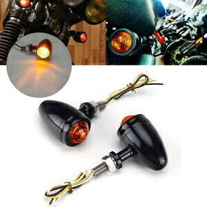 12V ブラックブレットアンバー LED ターンシグナルインジケーターライト ハーレーチョッパーボバー用 12V Black Bullet Amber LED Turn Signal Indicator Light For Harley Chopper Bobber 【並行輸入品】
