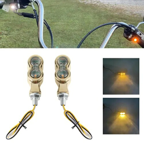 LED ミニ真鍮ターンシグナルライトアンバーインジケータランプ 8 ミリメートルボルトヤマハホンダ LED Mini Brass Turn Signal Light Amber Indicator Lamp For 8mm Bolt Yamaha Honda 【並行輸入品】