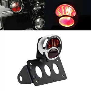サイドマウントレッドストップブレーキテールライト ナンバープレートブラケット付き ハーレーチョッパー用 Side Mount Red Stop Brake Taillight w/Number Plate Bracket For Harley Chopper 【並行輸入品】