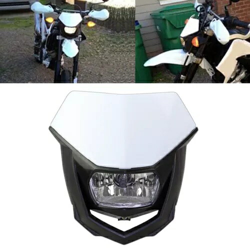 12 ボルトフロントブラック & ホワイトシェルヘッドライトヘッドランプヤマハ WR250F スズキホンダ 12V Front Black & White Shell Headlight Headlamp For Yamaha WR250F Suzuki Honda 【並行輸入品】