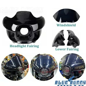 アッパー&ロワーフェアリングセット スモークフロントガラス ブラケット付き ハーレーストリートボブFXBBS用 Upper&Lower Fairing Set Smoke Windshield w/Bracket For Harley Street Bob FXBBS 【並行輸入品】