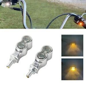 LED ミニクロームターンシグナルライトアンバーインジケーターランプ 8 ミリメートルボルトスズキホンダ用 LED Mini Chrome Turn Signal Light Amber Indicator Lamp For 8mm Bolt Suzuki Honda 【並行輸入品】