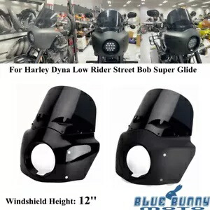 グロス/マットブラックフロントヘッドライトフェアリング、フロントガラス取り付けキット付きハーレー用 Gloss/Matte Black Front Headlight Fairing w/Windshield Mounting Kit For Harley 【並行輸入品】