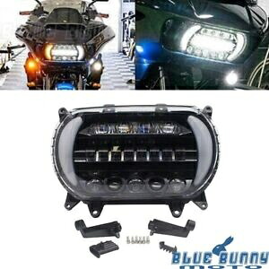 オートバイ 12 ボルト LED ヘッドライト/ターンシグナルライト DRL Hi/Lo ハーレーロードグライド用 Motorcycle 12V LED Headlight w/Turn Signal Light DRL Hi/Lo For Harley Road Glide 【並行輸入品】