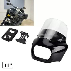 クラブ スタイル フロント フェアリング 11 インチ クリア フロントガラス ライト ブラケット付き ソフテイル ファット ボブ用 Club Style Front Fairing 11\\\