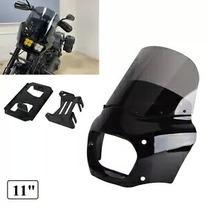 クラブスタイル フロントフェアリング 11 インチ グレー フロントガラス ライトブラケット付き ソフテイル ファット ボブ用 Club Style Front Fairing 11\\\
