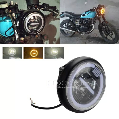 ユニバーサル 6.5 インチ LED ラウンドヘッドライト Hi/Lo ビーム Harley Cafe Racer Bobber Dyna 用 Universal 6.5\