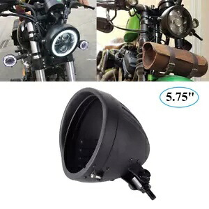 5.75 ''フロントヘッドライトカバーバケットブラックハウジングシェルハーレーダイナソフテイル用 5.75'' Front Headlight Cover Bucket Black Housing Shell For Harley Dyna Softail 【並行輸入品】