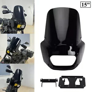 フロントフェアリング 15 インチフロントガラス、デュアルライト LP4 ブラケット付き ファットボブ FXFB /S '18 以降用 Front Fairing 15\