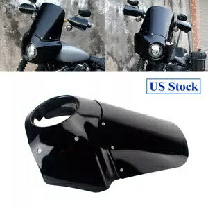 ハーレー ソフテイル ローライダー S FXLRS 用 15 インチ ブラック フロントガラス付きヘッドライト フェアリング Headlight Fairing w/15\