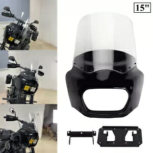 フロントフェアリング 15 インチ クリアフロントガラス ファットボブ FXFB /S 18up 用デュアルライトブラケット付き Front Fairing 15\\\