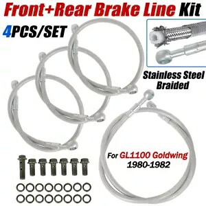 1980-1982 ホンダ ゴールドウィング 1100 GL1100 フロント & リアブレーキライン - スチール編組 For 1980-1982 Honda Goldwing 1100 GL1100 Front & Rear Brake Line - Steel Braided 【並行輸入品】