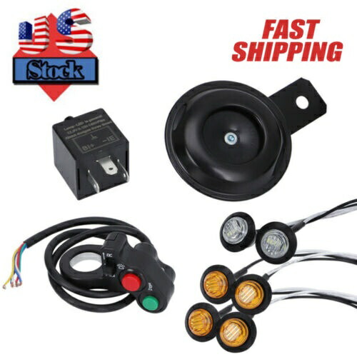 ATV UTV スクーター LED ターンシグナルホーンキットハンドルバー親指スイッチ 4 ウェイハザード For ATV UTV Scooter LED Turn Signal Horn Kit Handlebar Thumb Switch 4 Way Hazard 【並行輸入品】