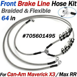 64 インチ フロント編組ブレーキホースラインキット Can-Am マーベリック X3 ターボ 2017-2023 用 64 inch Front Braided Brake Hose Line Kit For Can-Am Maverick X3 Turbo 2017-2023 【並行輸入品】
