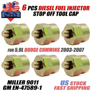 6x ディーゼル燃料インジェクター停止ツールキャップ 2003-07 ダッジ カミンズ 5.9L ミラー 9011 用 6x Diesel Fuel Injector Stop Tool Cap For 2003-07 Dodge Cummins 5.9L Miller 9011 【並行輸入品】