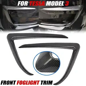 2021 テスラモデル 3 フロントフォグライト眉毛ブレードフレームカバートリム ABS カーボン For 2021 Tesla Model 3 Front Fog Light Eyebrow Blade Frame Cover Trim ABS Carbon 【並行輸入品】