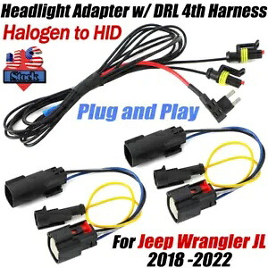 ジープ 2018-2022 ラングラー JL LED ヘッドライトアダプター DRL 4th ワイヤーハーネス PNP 付き For Jeep 2018-2022 Wrangler JL LED Headlight Adapter W/ DRL 4th Wire Harness PNP 【並行輸入品】