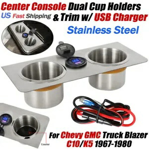 1967-1980 シボレー GMC ブレザー C10 K5 トラックセンターコンソールカップホルダー & USB トリム用 For 1967-1980 Chevy GMC Blazer C10 K5 Truck Center Console Cup Holder & USB Trim 【並行輸入品】