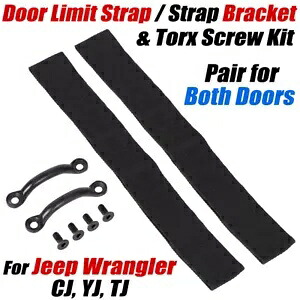 2X フットマンループ ドアリミットストラップ & トルクスネジキット ジープラングラー CJ YJ TJ用 2X Footman Loops Door Limit Straps & Torx Screws Kit For Jeep Wrangler CJ YJ TJ 【並行輸入品】