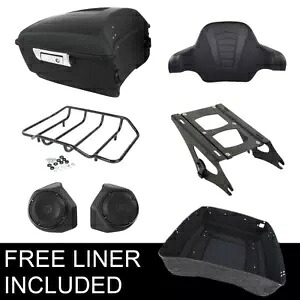 マットブラックキング トランクパッドラックスピーカー ハーレーロードグライドキング 14-23 17用 Matte Black King Trunk Pad Rack Speaker Fit For Harley Road Glide King 14-23 17 【並行輸入品】