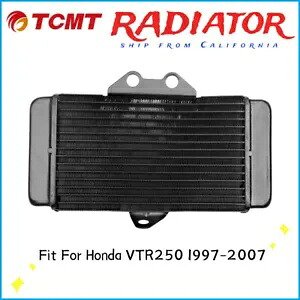 アルミラジエータークーラー冷却ホンダ VTR250 VTR 250 1997-2007 05 ブラック Aluminum Radiator Cooler Cooling Fit For Honda VTR250 VTR 250 1997-2007 05 Black 【並行輸入品】