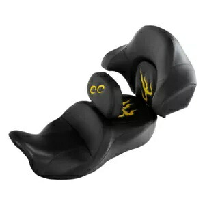 ブラック + イエロー ライダー助手席 & バックレスト ハーレー CVO ストリート グライド 14-23 に適合 Black+Yellow Rider Passenger Seat&Backrest Fit For Harley CVO Street Glide 14-23 【並行輸入品】